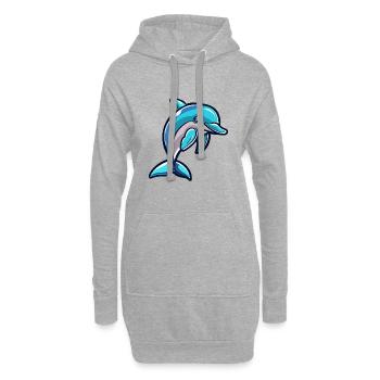Bande dessinée Dauphin - Sweat-shirt à capuche long Femme - gris chiné - Devant