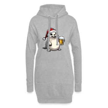 Robbe Tier Bier Xmas Weihnachten - Hoodie-Kleid - Grau meliert - Vorne