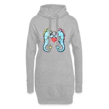 Hippocampe Couple Saint-Valentin - Sweat-shirt à capuche long Femme - gris chiné - Devant