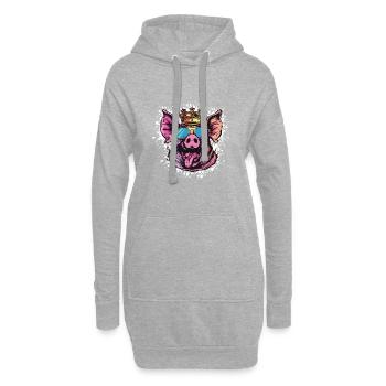 Bande dessinée de cochon - Sweat-shirt à capuche long Femme - gris chiné - Devant