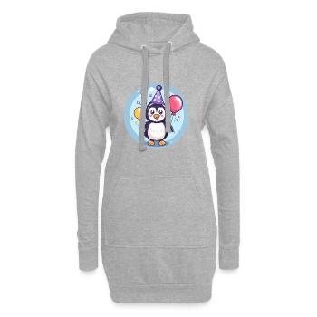 Bande dessinée d’anniversaire pingouin - Sweat-shirt à capuche long Femme - gris chiné - Devant