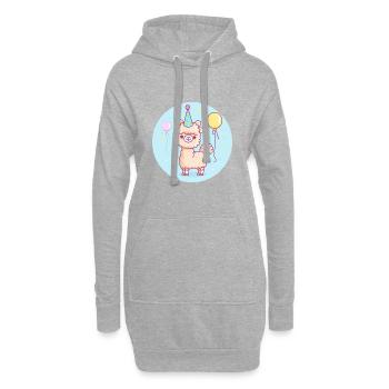 Alpaka Llama Geburtstag Comic - Hoodie-Kleid - Grau meliert - Vorne