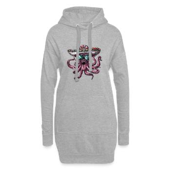 Oktopus Lustig Sombrero - Hoodie-Kleid - Grau meliert - Vorne
