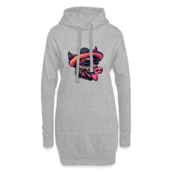 Wildschwein Sombrero - Hoodie-Kleid - Grau meliert - Vorne