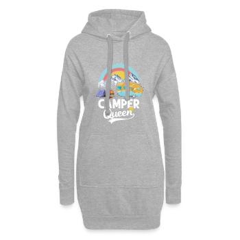 Camping Queen Camper Königin Wohnwagen Geschenk - Hoodie-Kleid - Grau meliert - Vorne