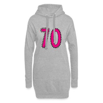 70. 70 ANS. 70e ANNIVERSAIRE. ANNIVERSAIRE 70 ANS. - Sweat-shirt à capuche long Femme - gris chiné - Devant