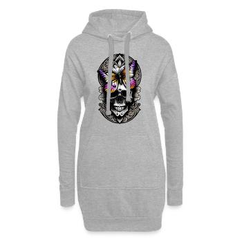 Butterfly skull T-shirts, Butterfly t-shirt - Sweat-shirt à capuche long Femme - gris chiné - Devant