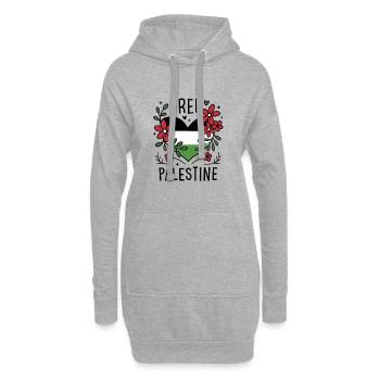 Free palestine drapeau - Sweat-shirt à capuche long Femme - gris chiné - Devant