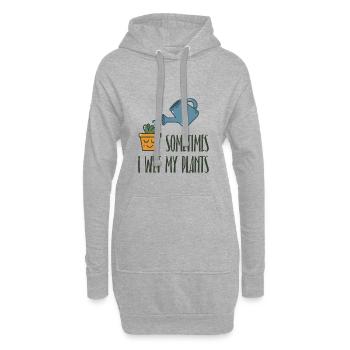 Parfois, je mouille mon cadeau de plantes - Sweat-shirt à capuche long Femme - gris chiné - Devant