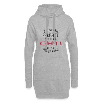 Pas parfaite mais chti - Sweat-shirt à capuche long Femme - gris chiné - Devant