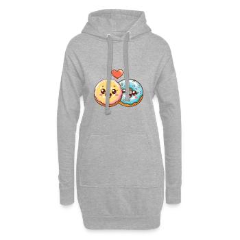 Donuts Paar Liebe Herz Valentinstag - Hoodie-Kleid - Grau meliert - Vorne
