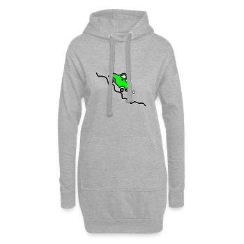 Une voiture verte monte une colline - Sweat-shirt à capuche long Femme - gris chiné - Devant