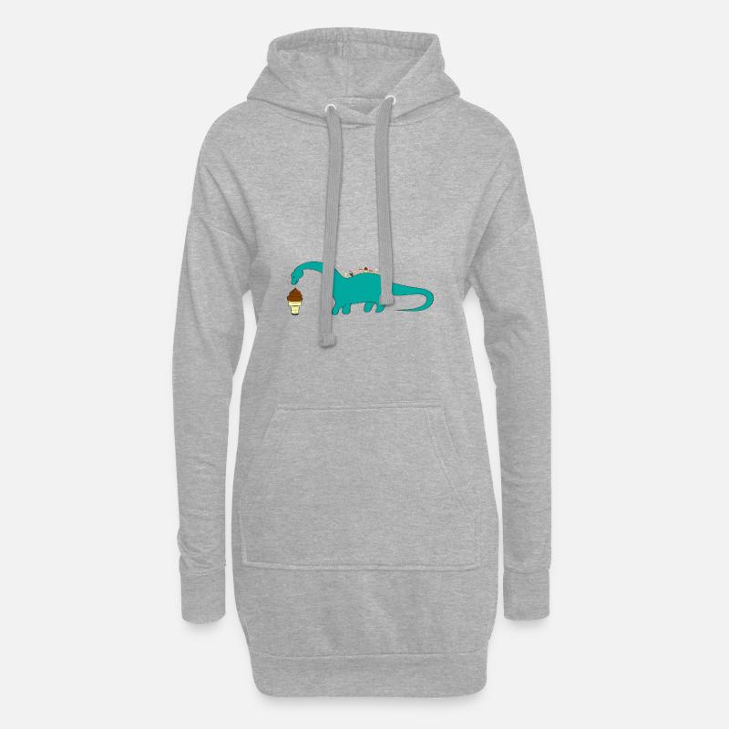 Dino Eis Schokolade Dinosaurier Vanille - Hoodie-Kleid - Grau meliert