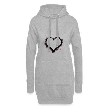 Coeur coeur - Sweat-shirt à capuche long Femme - gris chiné - Devant