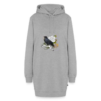Corbeau - motif corbeau " Magic » - Sweat-shirt à capuche long Femme - gris chiné - Devant