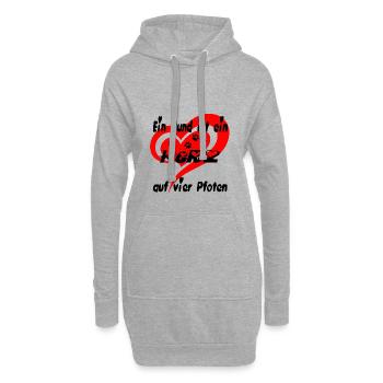 Herz auf vier Pfoten - Hoodie-Kleid - Grau meliert - Vorne