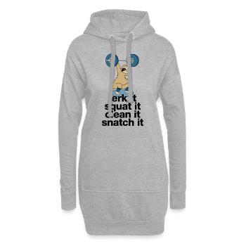 Faultier beim Gewichtheben - Hoodie-Kleid - Grau meliert - Vorne