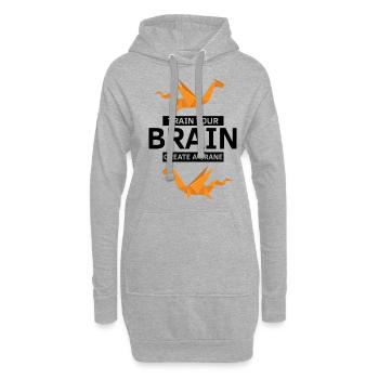 Conception d'origami Kirigami coloré - Sweat-shirt à capuche long Femme - gris chiné - Devant