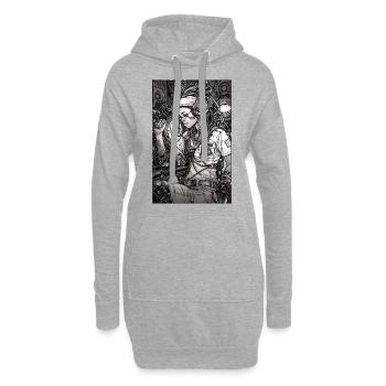 Tech girl, black and white, , Digital - Sweat-shirt à capuche long Femme - gris chiné - Devant