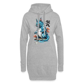 Japan Katzen Monster Ukiyo-E Vintage Design - Hoodie-Kleid - Grau meliert - Vorne