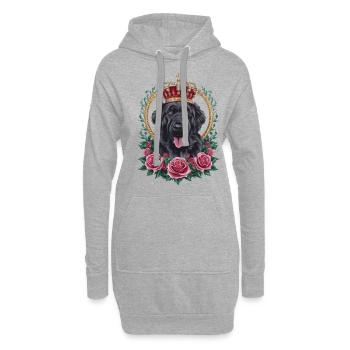 Chien Leonberger avec couronne et roses - Sweat-shirt à capuche long Femme - gris chiné - Devant