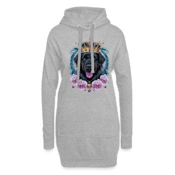 Chien Leonberger mignon avec couronne et orchidées - Sweat-shirt à capuche long Femme - gris chiné - Devant