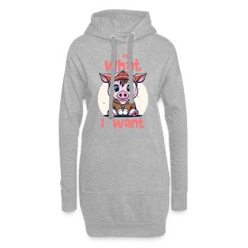 I do what I want - pig - Hoodie Dress - heather grey - Front