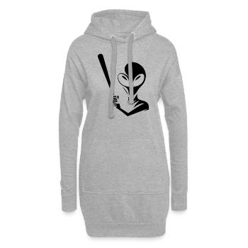 Alien Baseballspieler Silhouette Minimalistisches - Hoodie-Kleid - Grau meliert - Vorne