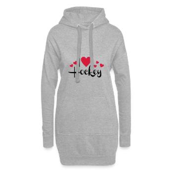 I love Hockey - Hoodie-Kleid - Grau meliert - Vorne