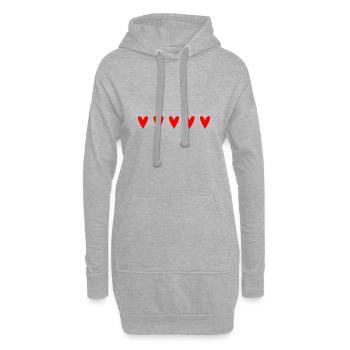 HERZ. ROTES HERZ. LIEBE. VALENTINSTAG. GEBURTSTAG - Hoodie-Kleid - Grau meliert - Vorne