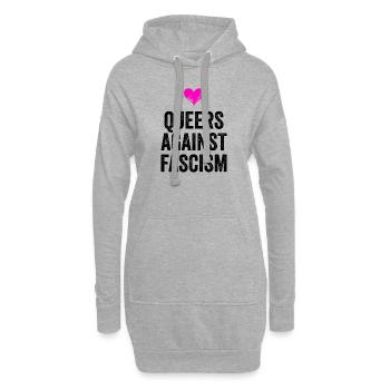 LES QUEERS CONTRE LE FASCISME - Sweat-shirt à capuche long Femme - gris chiné - Devant