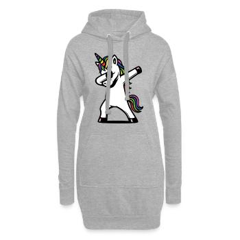 Einhorn dabbing - Regenbogen Farben - Geschenk - Hoodie-Kleid - Grau meliert - Vorne