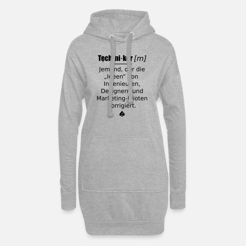 Techniker - Hoodie-Kleid - Grau meliert