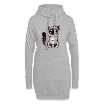 Birman - Seal Point - Sweat-shirt à capuche long Femme - gris chiné - Devant