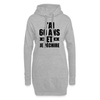 j'ai 60 ans et je déchire - Sweat-shirt à capuche long Femme - gris chiné - Devant