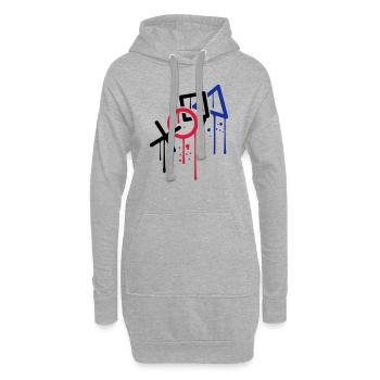 tropfen graffiti controller kontur cool X viereck - Hoodie-Kleid - Grau meliert - Vorne