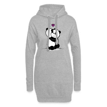 Panda Amour - Sweat-shirt à capuche long Femme - gris chiné - Devant