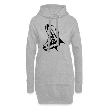 chamois animal sauvage 1102 - Sweat-shirt à capuche long Femme - gris chiné - Devant