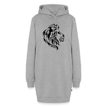 lion tribal tatouage dessin 14023 - Sweat-shirt à capuche long Femme - gris chiné - Devant
