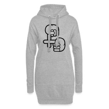 Cruz de mal carácter mano de cómic satanista de Sa - Sweat-shirt à capuche long Femme - gris chiné - Devant