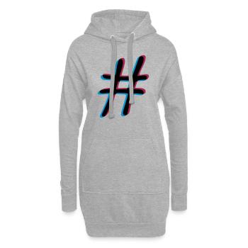 Hashtag effet 3D - Sweat-shirt à capuche long Femme - gris chiné - Devant