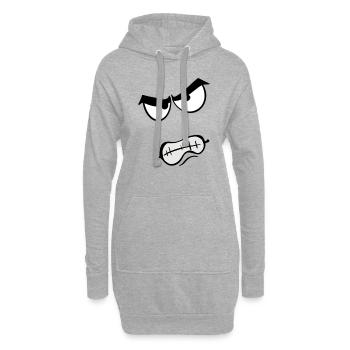 Visage toon en colère - Sweat-shirt à capuche long Femme - gris chiné - Devant