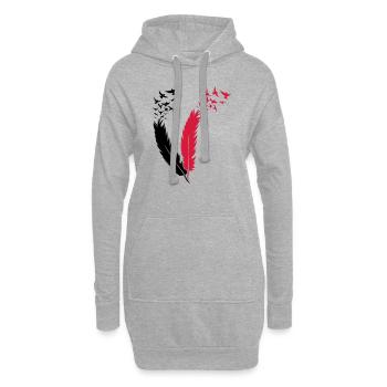 feather fly birds - Sweat-shirt à capuche long Femme - gris chiné - Devant