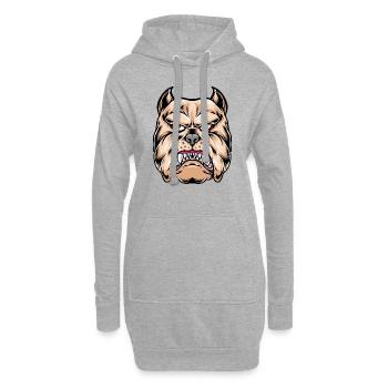 Sérieux-Dangereux Chien T-SHIRT Premium, Dangerous - Sweat-shirt à capuche long Femme - gris chiné - Devant