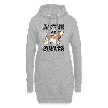 je préfère mon cocker 1 - Sweat-shirt à capuche long Femme - gris chiné - Devant