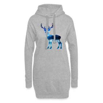 Cerf - Sweat-shirt à capuche long Femme - gris chiné - Devant
