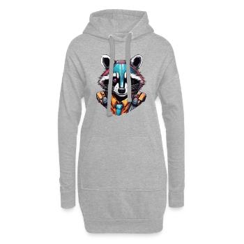 Roboter Tier / KI / Mechanisierte Tiere / Comic - Hoodie-Kleid - Grau meliert - Vorne