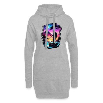 Angler Siluette / angeln / Fisch / See / Sport - Hoodie-Kleid - Grau meliert - Vorne