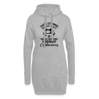 Coudre tricot machine à coudre - Sweat-shirt à capuche long Femme - gris chiné - Devant