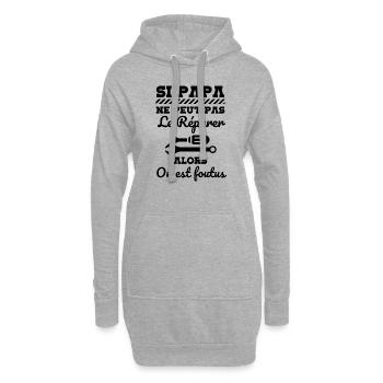 Si papa ne peut pas le réparer - Sweat-shirt à capuche long Femme - gris chiné - Devant